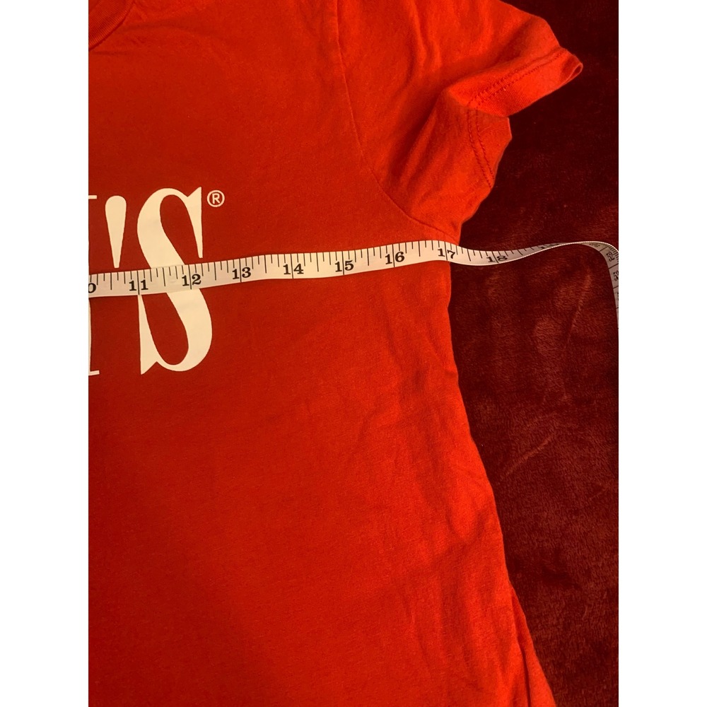 Levis Womens Graphic T-Shirt Red White Serif Logo Crew Neck Short Sleeve Small - Picture 3 of 7
